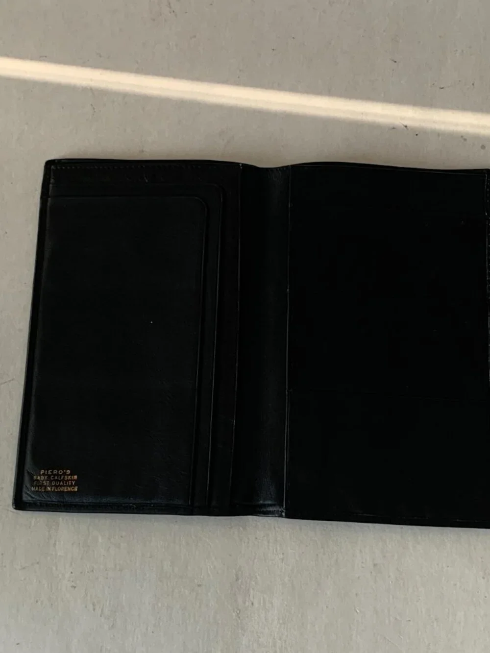 PIERO'S BABY CALFSKIN FIRST QUALITY MENS WALLET  MADE IN FLORENCE ITALY BLACK